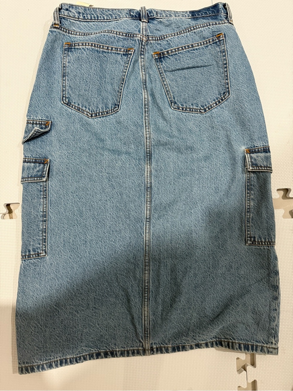Abercrombie & Fitch Light Blue Denim Cargo Maxi Skirt